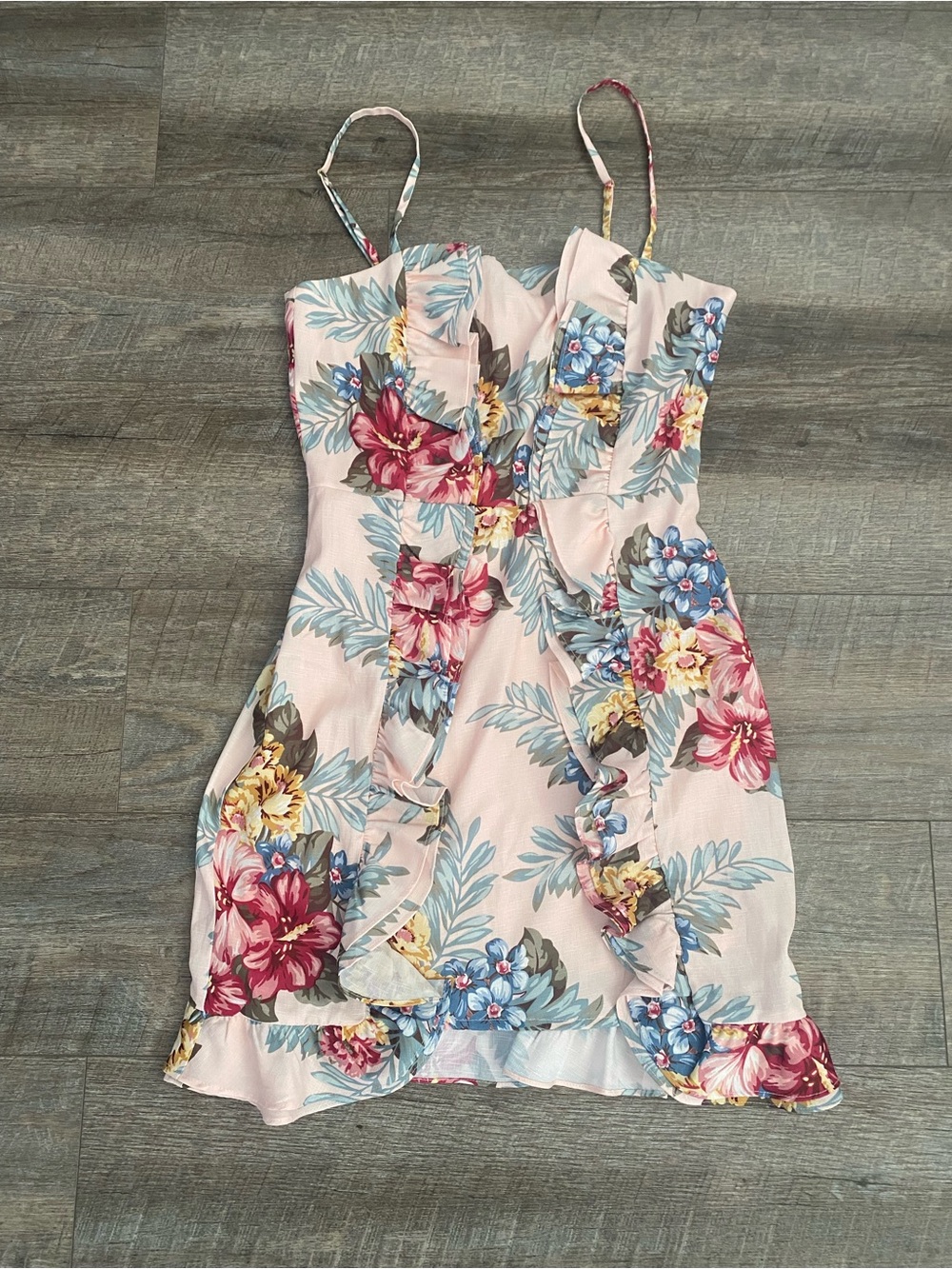 Floral Pink Ruffle Dress